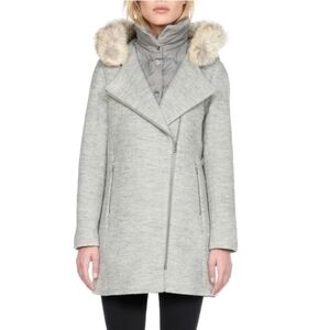 Soia & Kyo Light Gray Puffer/ wool Coat